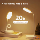 Luminária de Mesa LED Recarregável FlexiLight™ - Abajur Touch com Haste Flexível, Ideal para Estudo e Uso Sem Fio