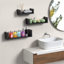 Kit com 3 Nichos Prateleiras em U - UniShelf™ - Tamanhos 20/30/40 cm, MDF Branco e Preto, Ideal para Livros e Decoração de Sala e Quarto