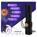 Lanterna UV LED Ultravioleta 395nm - Detecta Notas Falsas, Resíduos, Urina e Insetos - Luz Negra Roxa Portátil (Bateria Inclusa)
