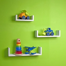 Kit com 3 Nichos Prateleiras em U - UniShelf™ - Tamanhos 20/30/40 cm, MDF Branco e Preto, Ideal para Livros e Decoração de Sala e Quarto