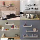 Kit com 3 Nichos Prateleiras em U - UniShelf™ - Tamanhos 20/30/40 cm, MDF Branco e Preto, Ideal para Livros e Decoração de Sala e Quarto