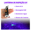 Lanterna UV LED Ultravioleta 395nm - Detecta Notas Falsas, Resíduos, Urina e Insetos - Luz Negra Roxa Portátil (Bateria Inclusa)