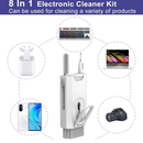 Kit de Limpeza 8 em 1 CleanTech™ - Escova para Teclado, Caneta de Limpeza e Acessórios para Fones de Ouvido