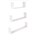 Kit com 3 Nichos Prateleiras em U - UniShelf™ - Tamanhos 20/30/40 cm, MDF Branco e Preto, Ideal para Livros e Decoração de Sala e Quarto