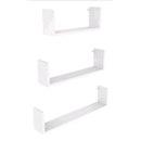 Kit com 3 Nichos Prateleiras em U - UniShelf™ - Tamanhos 20/30/40 cm, MDF Branco e Preto, Ideal para Livros e Decoração de Sala e Quarto