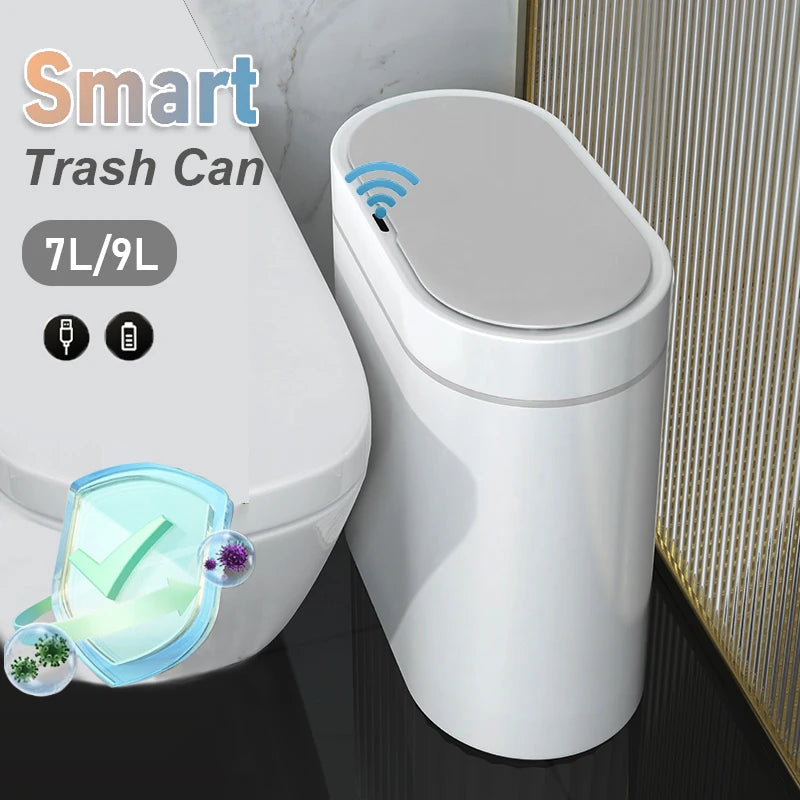 Lixeira inteligente com sensor de toque proximidade automático - lixeira  estreita de 7 e 9L, à prova d'água - para banheiro, cozinha
