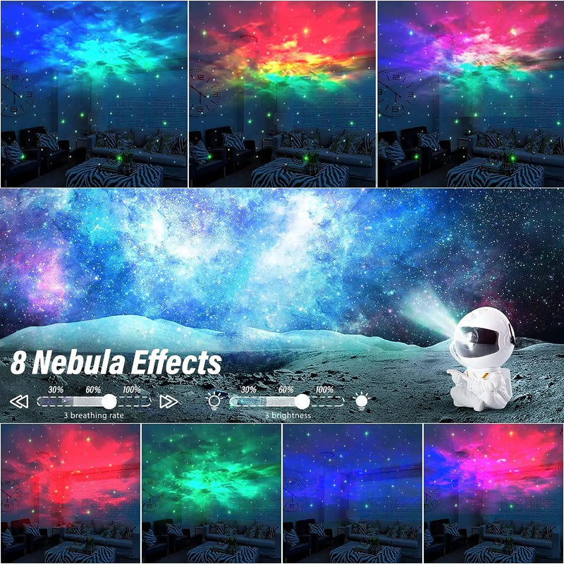 Projetor de Estrelas Luz Noturna Galáxia, Projetor Espacial Astronauta Nebulosa Estrelada Lâmpada LED de Teto para Quarto, Decoração de Casa, Presente para Crianças