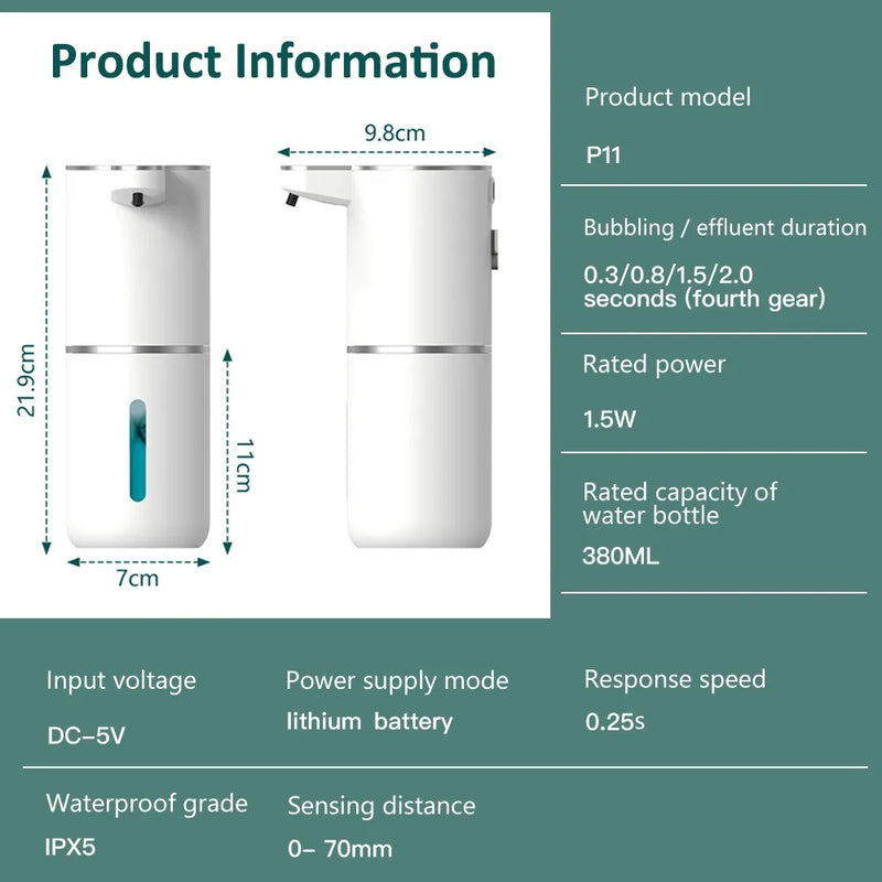 Xiaomi 380ML Dispensador Automático de Sabão em Espuma para Banheiro Máquina Inteligente de Lavagem de Mãos com Carregamento USB Material de ABS de Alta Qualidade na Cor Branca