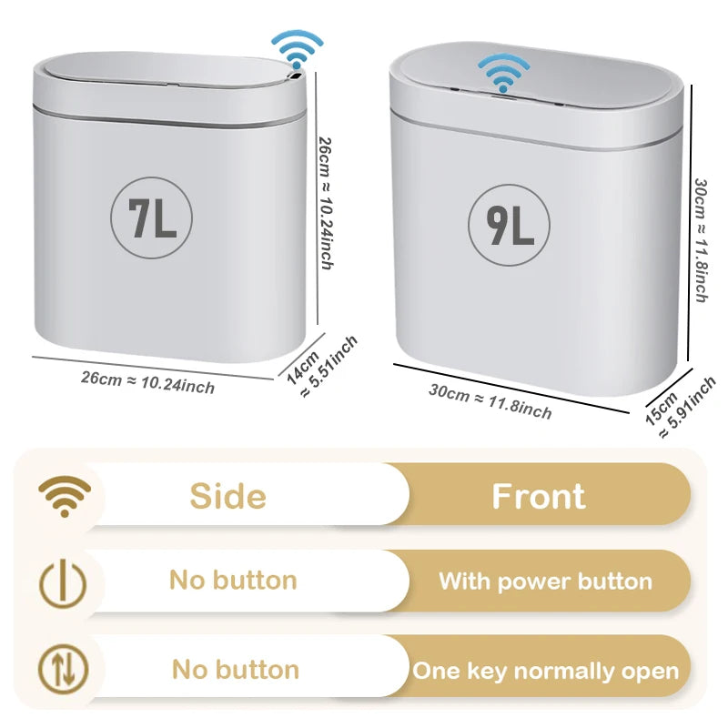Lixeira inteligente com sensor de toque proximidade automático - lixeira  estreita de 7 e 9L, à prova d'água - para banheiro, cozinha