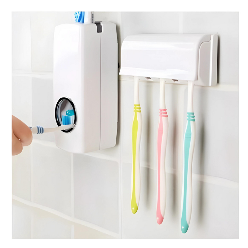 Suporte protetor de Escovas de Dentes com Dispenser Automático Pasta De Dente - Prático E Econômico Porta Escova